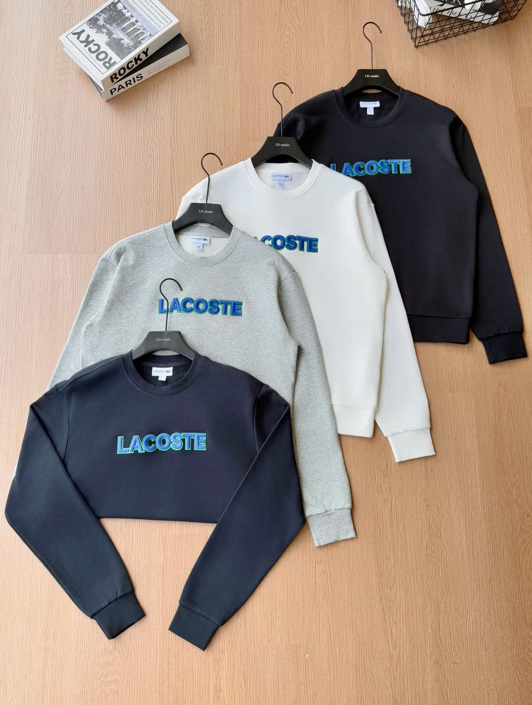 P 120LACOSTE. 2026 Autumn New Product Counter Same Style Printed Cotton Round Neck Sweater 360g Pure Cotton Terry M.L.XL 2XL LA-W 3061